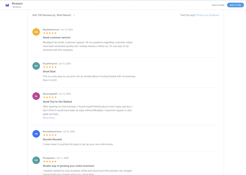 Modalyst reviews on Wix